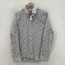 Express Shirt Mens Small 14.5 32/33 White Floral Extra Slim Cotton Preppy NWT