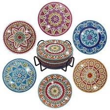 6 Pcs Diamond Painting Coasters with Holder, Mandala Coasters With Holder