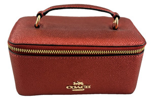 COACH VANITY COSMETIC CASE METALLIC CURRANT COLOR MINI SIZE HANDY FASHIONABLE