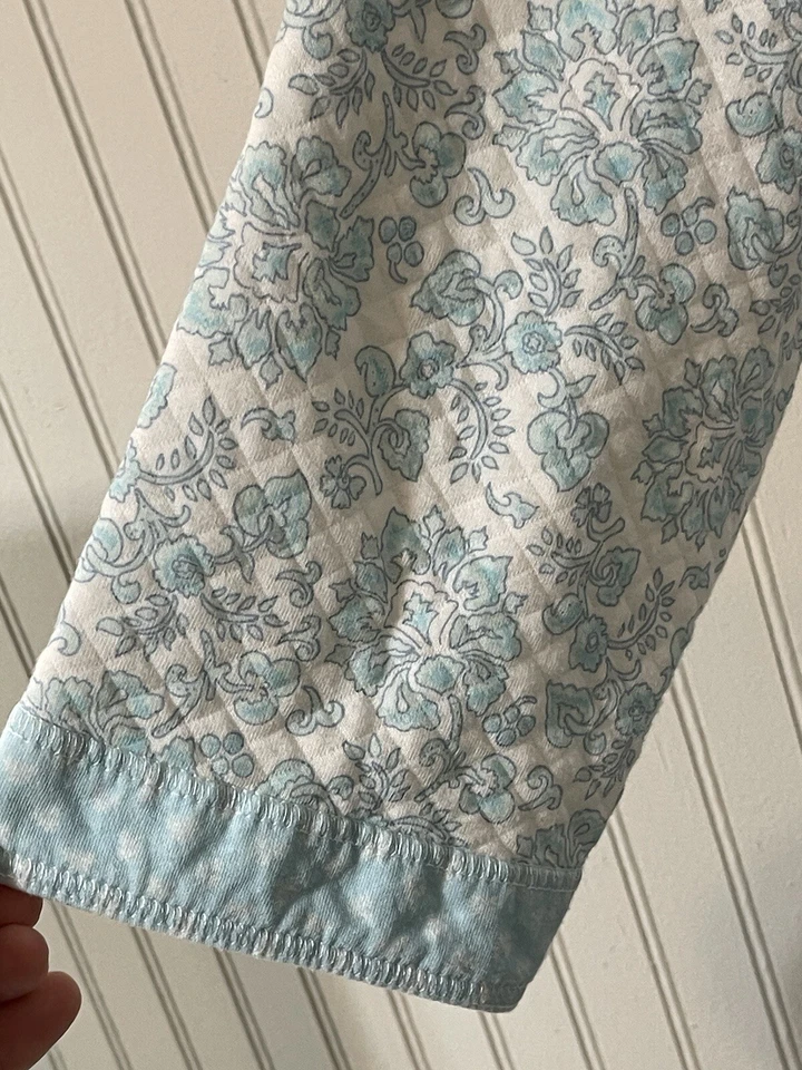 Miss Elaine Petites L Azul Floral Bata Casa Abrigo Patio Vestido Algodón Cremallera Completa Foto 4 de 4