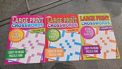 Lot 3 Large Print CROSSWORDS Puzzle Books Kappa Full Sized Free Shipping