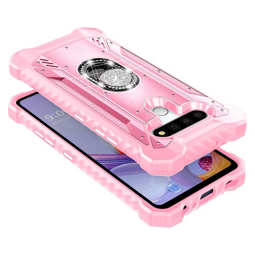 Funda de teléfono con soporte de anillo magnético para LG K31 Rebel + protector de vidrio templado - Imagen 30 de 31