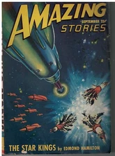 Sept 1947  issue Amazing Stories Science Fiction Pulp Space Ship Cover