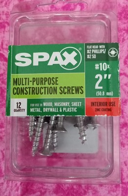 NIB SPAX #10 X 2 in.   #2 Phillips/#2 Square Flat Head All Purpose Screws 12 pk