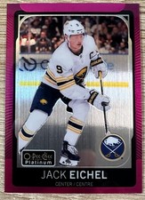 2021-22 OPC HOCKEY JACK EICHEL MATTE PINK PLATINUM PREVIEW #P-JE #76/99
