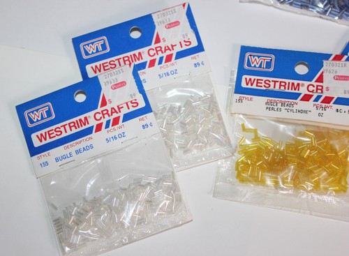 Vintage Westrim Crafts Bugle Beads Set of 10 Lt Blue Lime Iris Yellow Royal CT6 - Picture 4 of 7