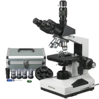 AmScope 40X-2000X Lab Clinic Vet Trinocular Turret Phase Contrast Microscope