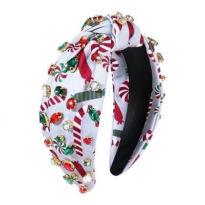  Christmas Headbands for Women Xmas Candy Cane Headband Crystal Candy Canes