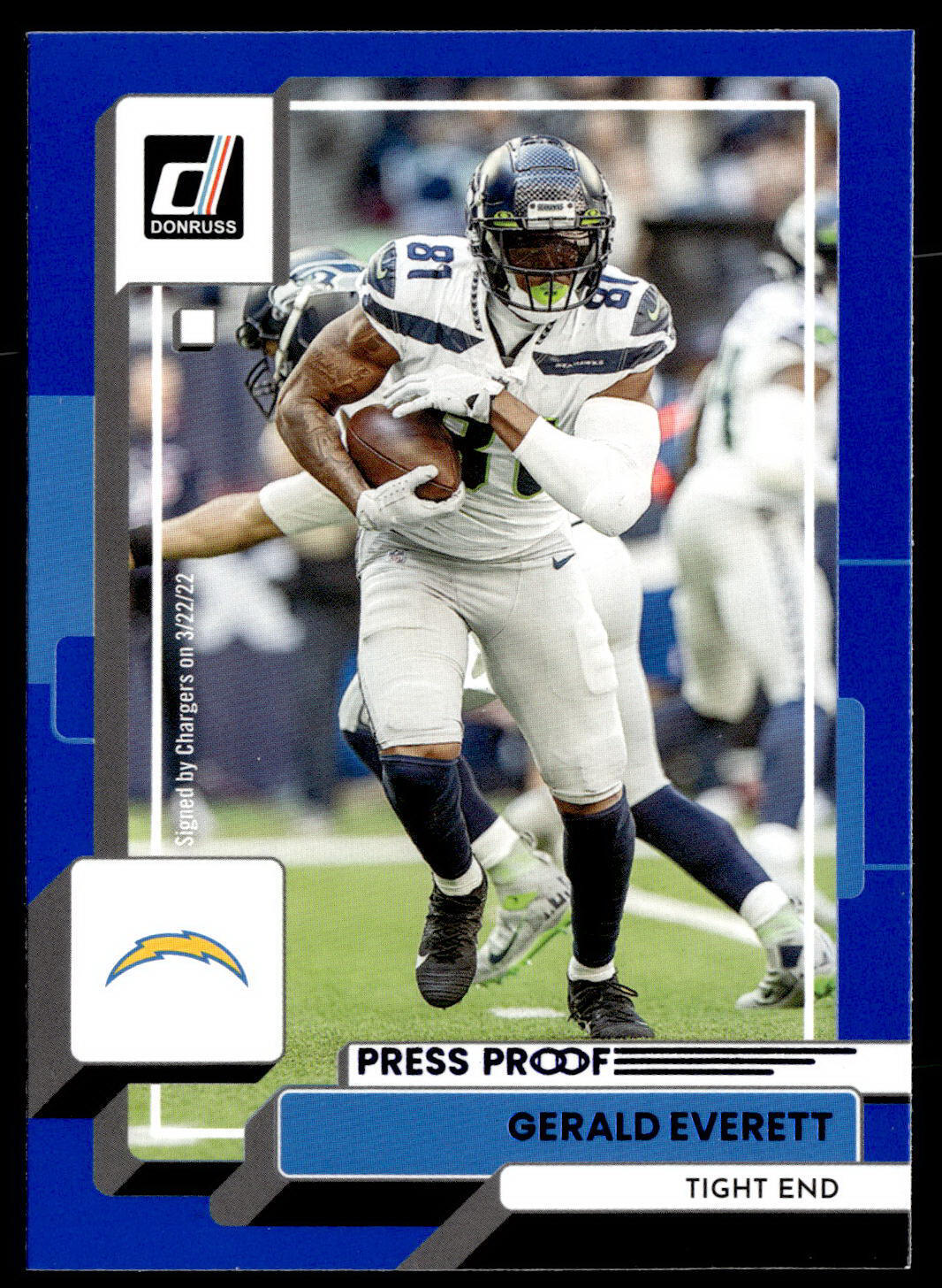 2022 Donruss Blue Press Proof Gerald Everett #293 Los Angeles Chargers