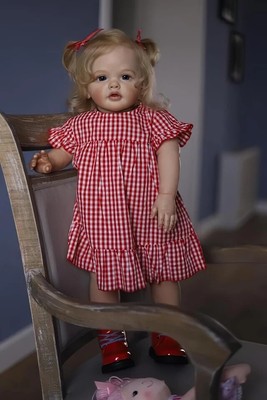 TERABITHIA 24 Inches 60CM Sweet Face Real Baby Size Rooted Blond Curly Hair Life