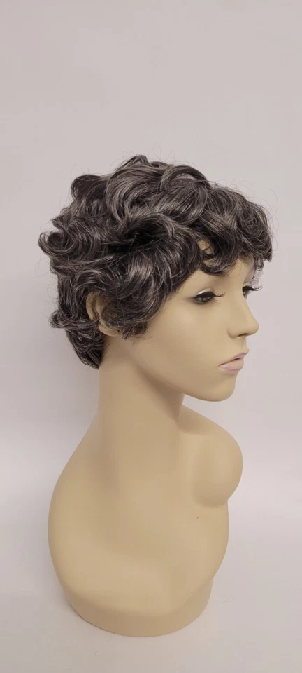 Peluca Retro Dedo Corto Onda Gris Natural Rizado Cosplay Kanekalon Japón Origen 34 Foto 3 de 4