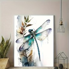 Dragonfly Wall Decor Painting Nature Insects Animals Blue Canvas Wall Art Framed