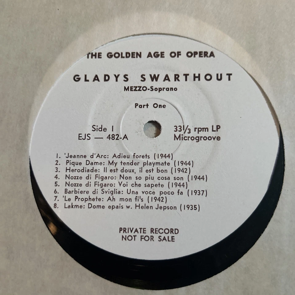 GLADYS SWARTHOUT EJS 482 THE GOLDEN AGE OF OPERA PRIVATE RARE VTG #106 Foto 2 de 2