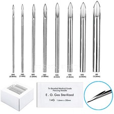 2pcs Tri-Beveled Medical Grade Sterilized Straight Needle Body Piercing Supplies