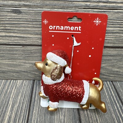 Happy Home By Rite Aid Christmas Ornament Sparkle Dachshund Dog