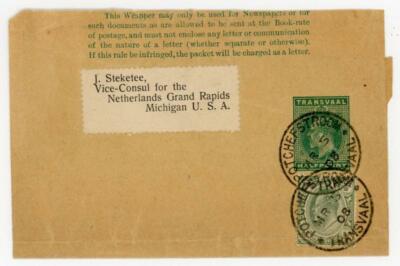 Transvaal POSTAL WRAPPER-HG:E9-UPRATED-SG#373(fold)-POTCHEFSTROOM TRAN ...