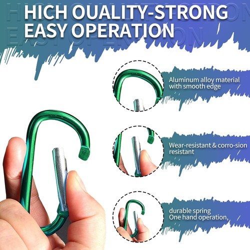 10 Stck. Aluminium Karabiner D Form Schnalle Pack Feder Druckknopf Schlüsselanhänger Clip Haken - Bild 3 von 7