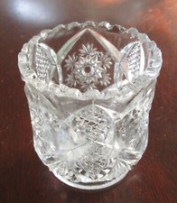 EAPG Cambridge Glass No 2635 Fernland Snowflake Spooner Toy 2 1/8" tall