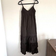 VTG Y2K Old Navy XS Brown Tiered Babydoll Maxi Dress Boho Forest Fairy Coquette