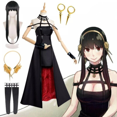 Anime Spy X Family Yor Forger Dress Suit Black Red Skirt Set Wig