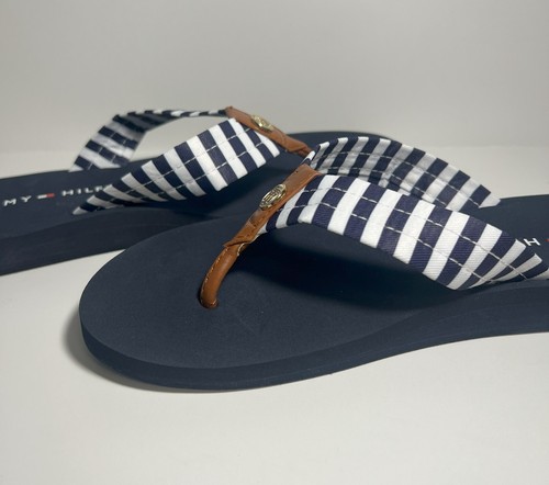 Tommy Hilfiger-Womens-size 8-Sandles, flip flops blue strips new w/tags - Picture 5 of 6