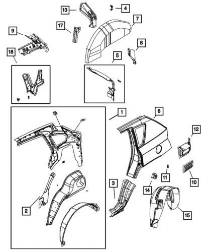 Protector contra salpicaduras derecho para casa de ruedas Jeep Compass genuino Mopar 2007-2017 5303948AC Foto 4 de 4