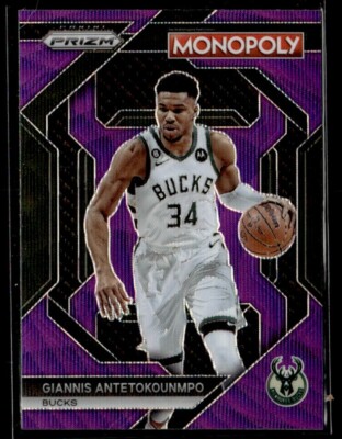 2023-24 Panini Prizm Monopoly Play Stats Purple Wave Giannis Antetokounmpo