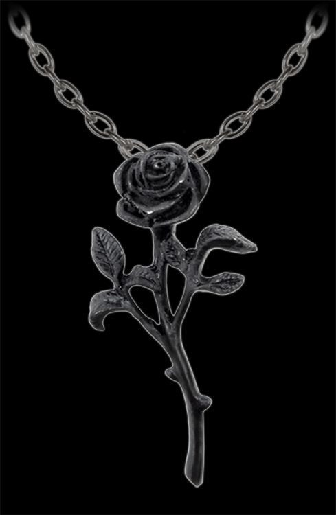 Alchemy Necklace - The Romance Of The Black Rose - Gothic Women Chain Black