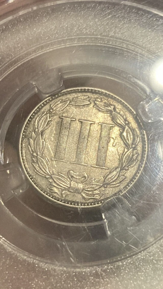 1865 3-CENT Civil War Era NICKEL — VF/AU - Image 2 of 4