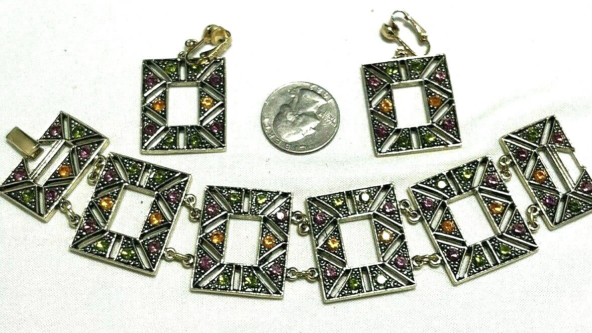 Spectacular Multi-Colored Rhinestone Geometric Vi… - image 1