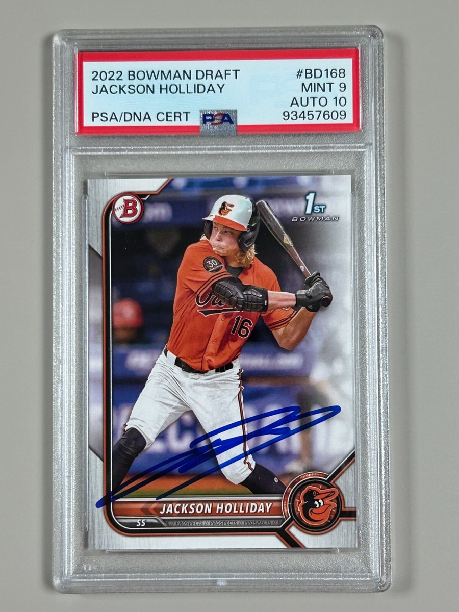 Jackson Holliday Signed 2022 Bowman Draft Card #BD168 PSA 9/10 