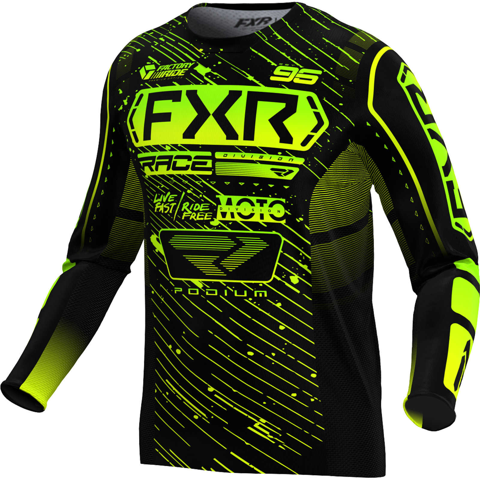 FXR Podium MX Jersey 2025 Black/HiVis/Lime