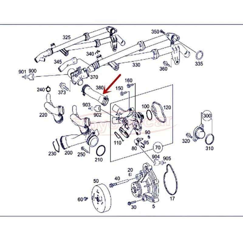 2712030282 MANGUERA DE AGUA REFRIGERANTE PARA MERCEDES-BENZ SLK250 W204 W212 C180 C200 E200 Foto 2 de 4