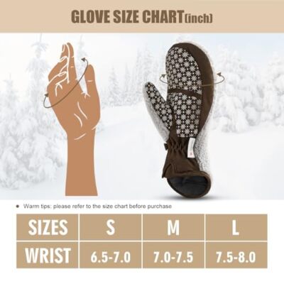 Women's Mitten Warm Fleece Gloves for Cold Weather Winter Top Gift For Birthday