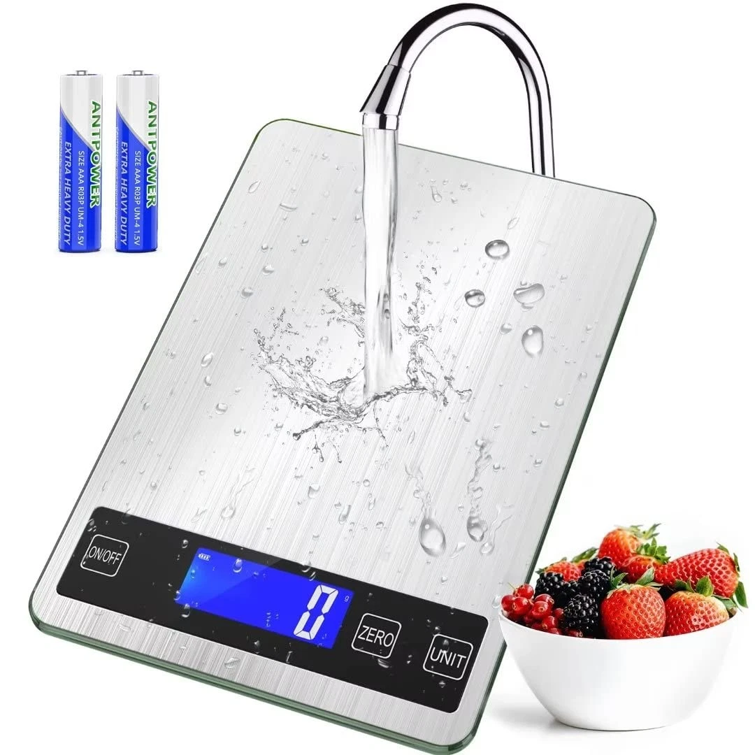 Digital Kitchen Scale 22lb, Measures Grams/Ounces, 1g/0.1oz Precision, Stainl...