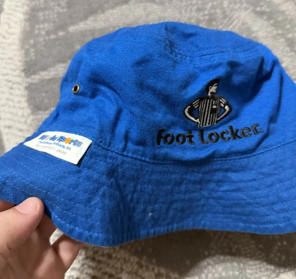 Винтажная двусторонняя шапка-ведро NY Knicks x Foot Locker синяя желтовато-коричневая промо редкая - Изображение 3 из 4