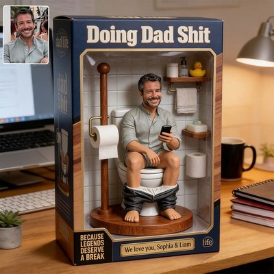 Custom Photo Funny Dad Toilet Acrylic Block Gag Gift Father's Day