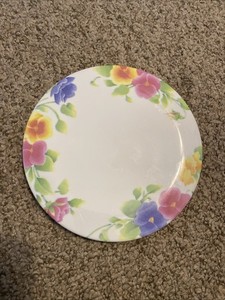Corelle Summer Blush 8" Round Melamine/Melmac Trivet Colorful Flowers Vintage