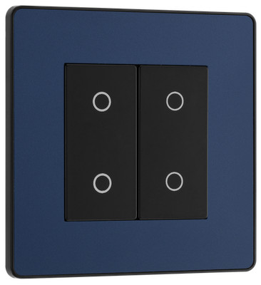 BG Evolve PCDDBTDM2B Matt Blau Doppel Touch Dimmschalter 2 Wege Master Trailing