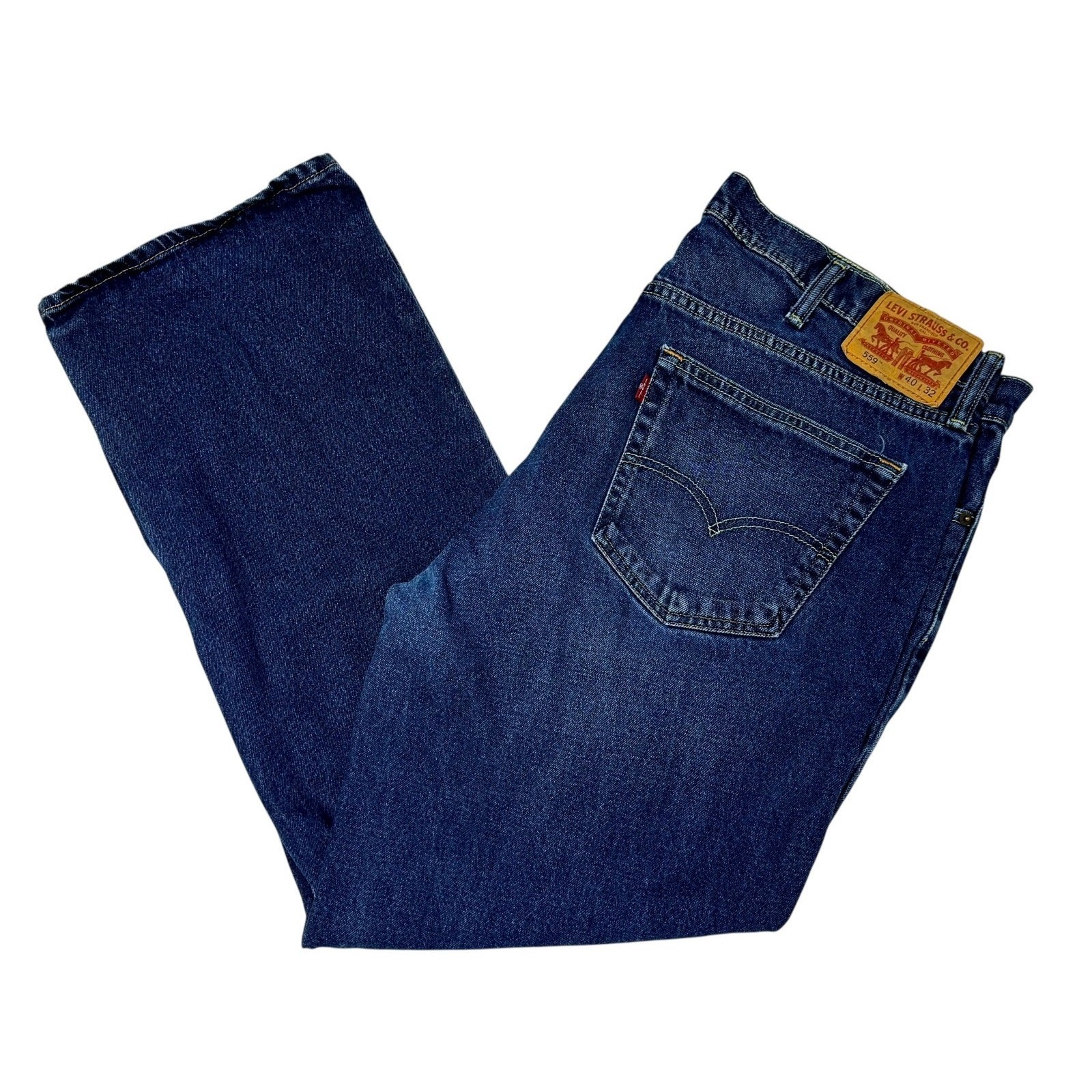 Levis 559 Men's Blue Jeans W40 x L32 Straight Leg Med wash Denim Cotton Spandex thumbnail 2