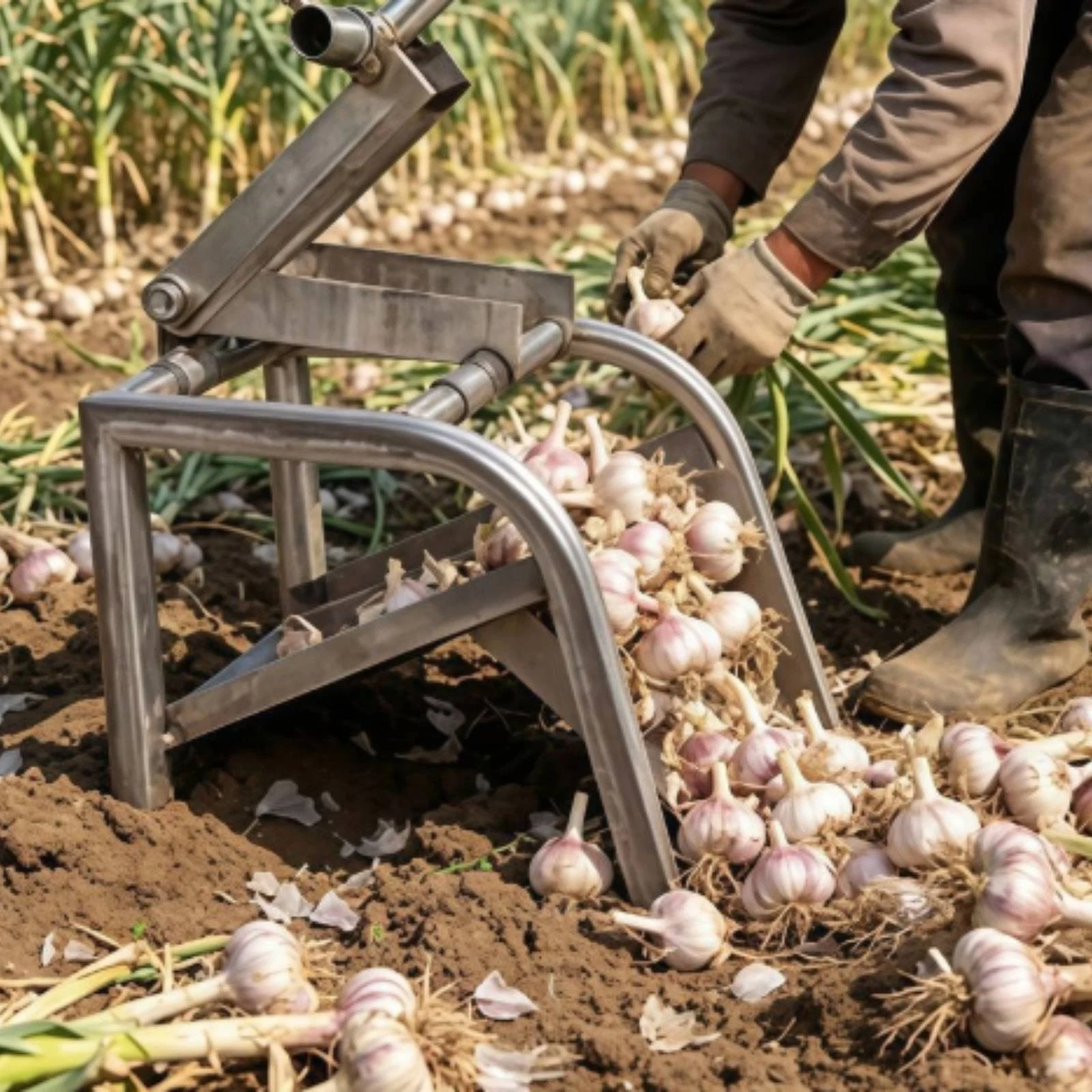 Double Blade Garlic Sturdy Metal Garlic Base for Farmers