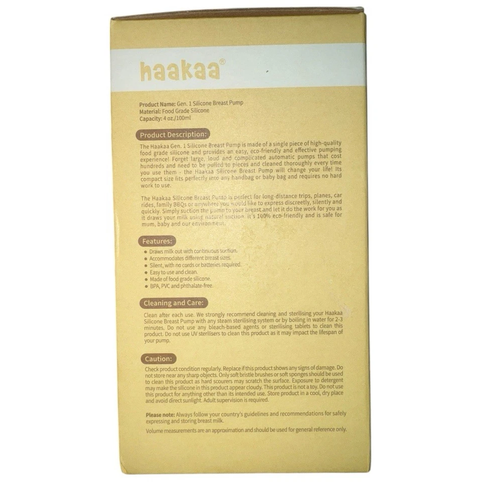 Haakaa Gen. 1 Silicone Breast Pump 4oz / 100ml Portable, BPA Free, Sealed Box - Image 3 of 4