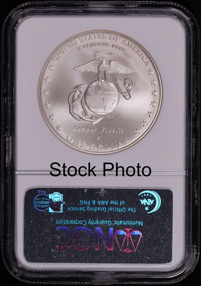 2005-P Marines Silver Dollar Commemorative NGC MS-70 - Image 2 of 2