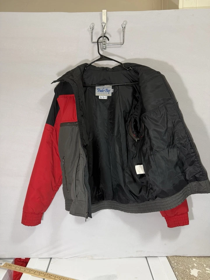 Vintage Trader Bay Colorblock Jacket Red Black Gray Men’s Medium Taiwan 90s - Image 2 of 4