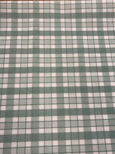 Vintage Caravel Curtains Cotton Fabric - Green & White Gingham Check (A6)
