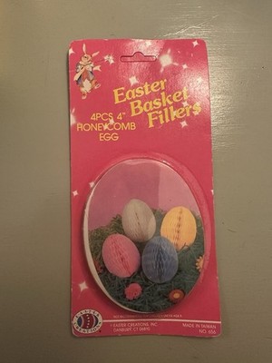 Vintage Easter Creations Inc 4  Honeycomb Tissue Paper Easter Eggs, NIP