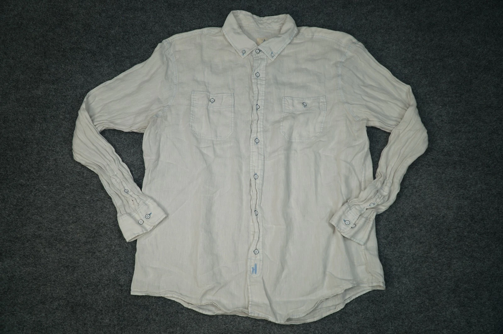 Johnnie O Shirt Mens XL Linen Hangin Out Button Up Double Pocket Long Sleeve