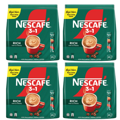 4 X 100 Sticks~ Nescafe 3 in 1 Rich Blend & Brew 25 Sticks Instant Coffee -FREE