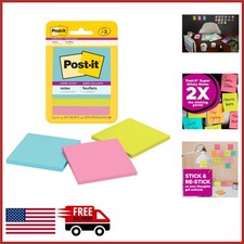 Super Sticky Notes 3x3 in. Supernova Neons Collection for Office School Use