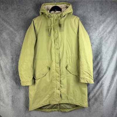 Seasalt Rain Coat Womens UK 14 Green Plant Hunter Parka Fleece Lined Waterproof
